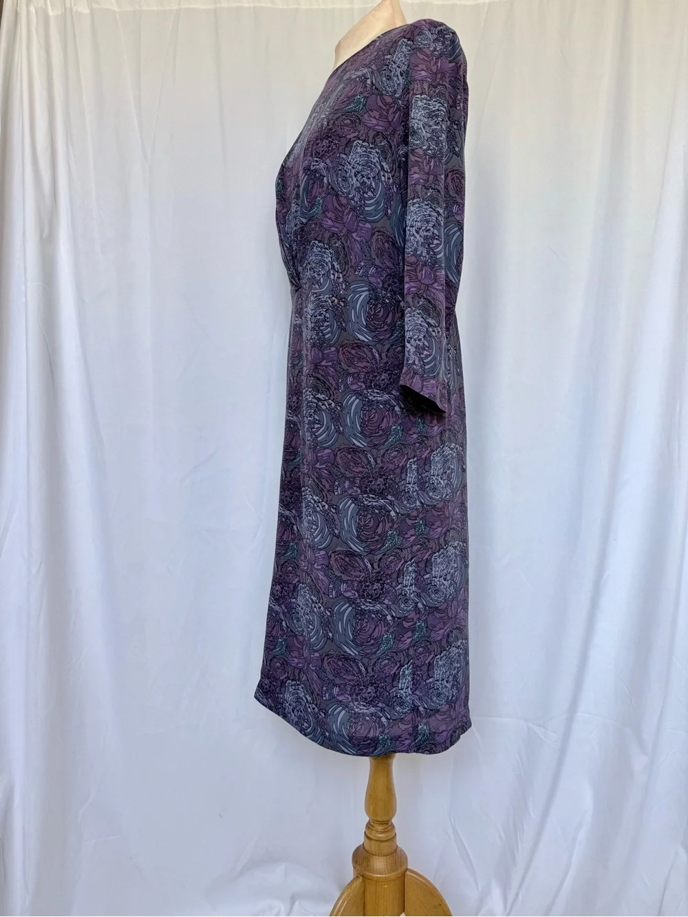 LIBERTY ART / LONDON 💯 Silk VTG Midi Boatneck Twist Detail Floral Dress - Picture 7 of 15